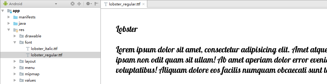 Preview font file